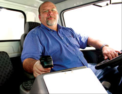 Mark Schwarze at the controls